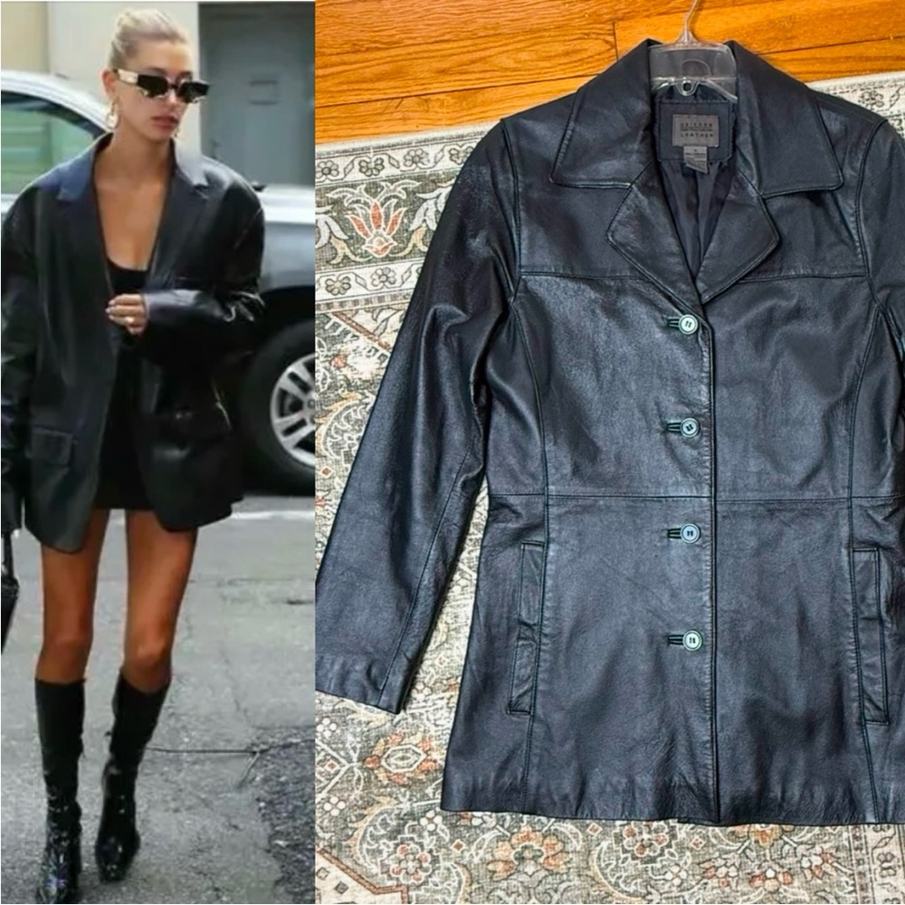 JohnPaulRichard Black Leather Blazer Jacket